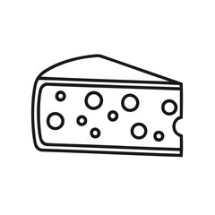 Cheese wedge outline featuring holes against a blank background