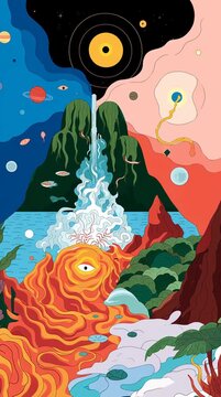 Black cats playing in the mushroom forest, glittery and shiny, red mushrooms with white spores, orange and pink lighting, photo taken with an iPhone, in the style of a Hollywood movie.