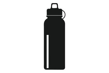 Simple stylized black and white illustration of a reusable water bottle