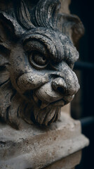 Obraz premium Close-up of a Grey Stone Gargoyle Sculpture