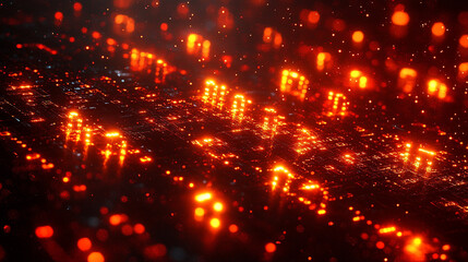 Fototapeta premium Computer code concept with 3d digital binary code background, futuristic technology theme, abstract data visualization, ideal for tech, programming, and digital projects.