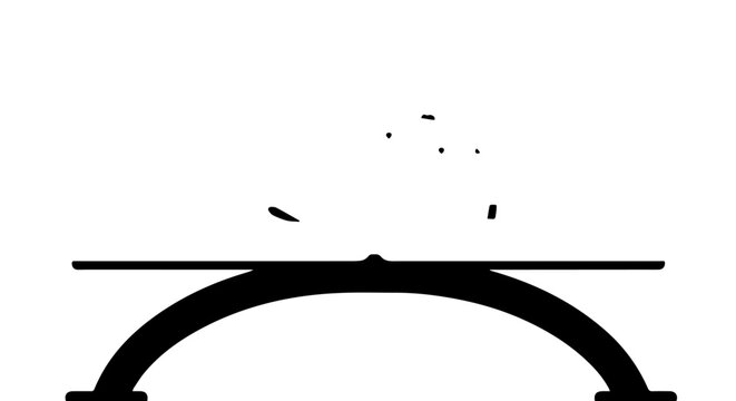 Stylized black fermata musical notation symbol with a deconstructed fragmented dot above the arch.