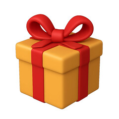 Gift box 3D emoji plastic icon for present surprise celebration birthday party wrapping ribbon festive occasion joyful giving isolated transparent design element