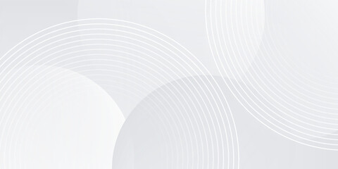White geometric abstract background overlap layer on bright space with lines effect decoration. Modern graphic design element circles style concept for banner.