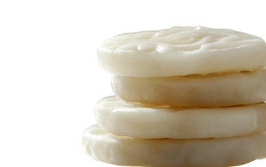 Detailed depiction of authentic Chinese rice cakes showcasing soft texture golden color and the cultural importance of New Year celebrations isolated on transparent background PNG