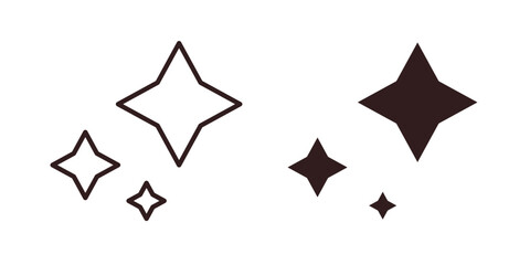 Sparkling Star Icons in Simple Design Isolated on White Background