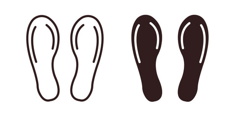 Footprints in Outline and Filled Styles, Isolated on White Background