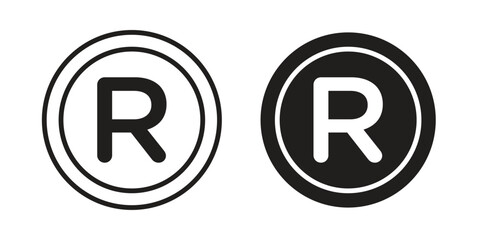 Registered Trademark Symbol in Circle with Double Outline Isolated on White Background