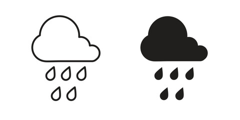 Rain Cloud Icons in Simple Style with White Background