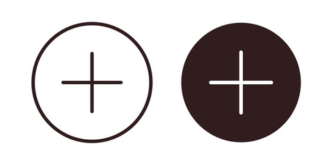 Plus Sign Icons in Circles Isolated on White Background