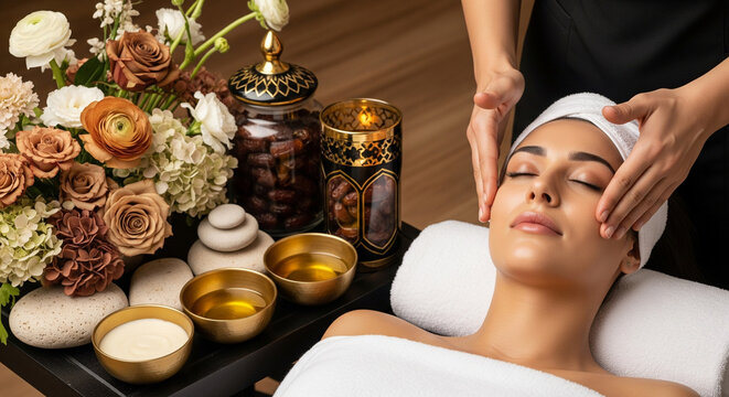 A Moroccan-Inspired Luxury Spa Experience with Argan Oil & Organic Skincare for beauty magazine covers, spa gift voucher designs, premium lifestyle campaigns, wellness retreat invitations
