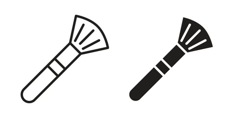 Makeup Brush Icons in Line Art with White Background