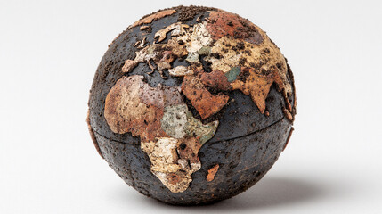 Dirt and humus formed into a globe shape, symbolizing Earth, sustainability, and environmental awareness, perfect for ecological, creative, and educational visuals.
