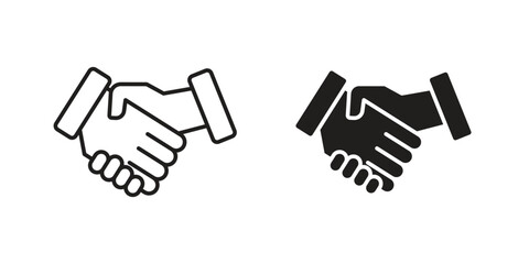 Handshake Icons in Agreement with White Background