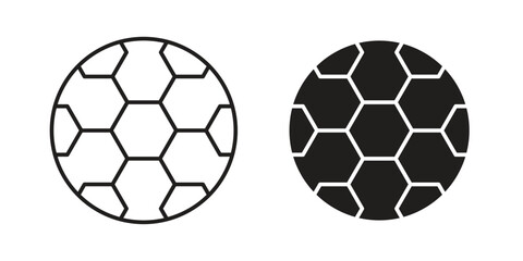 Fototapeta premium Soccer Ball Icons in Line and Filled Styles, Isolated on White Background