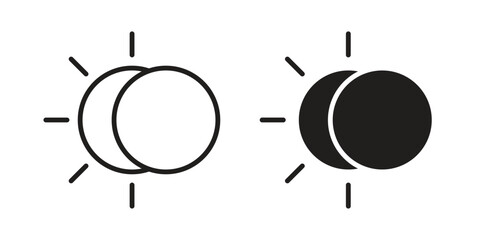 Obraz premium Day and Night Icons in Minimalist Style Isolated on White Background