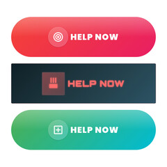 Instantly access support with vibrant, modern 'Help Now' buttons for any business need.