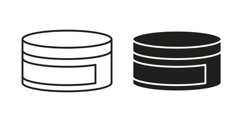 Tin Can Icons in Line and Solid Styles Isolated on White Background