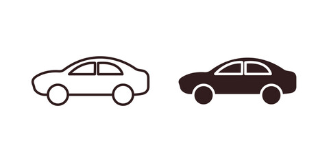 Fototapeta premium Car Icons in Side View with White Background