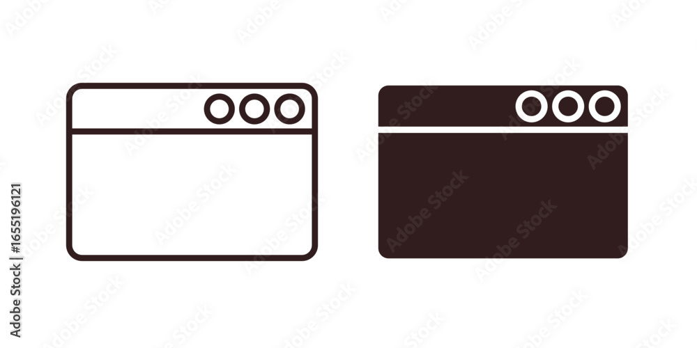 Wall mural browser window icons in minimalist style isolated on white background