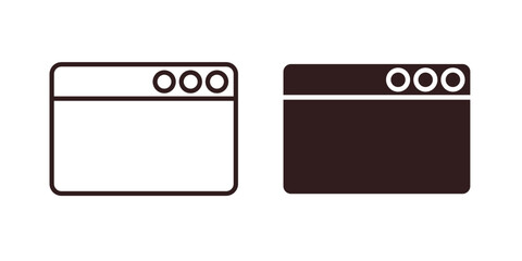 Browser Window Icons in Minimalist Style Isolated on White Background