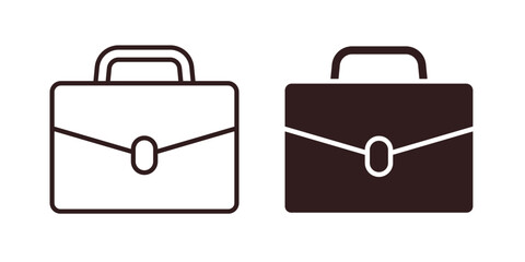Briefcase Icons in Line and Filled Styles Isolated on White Background