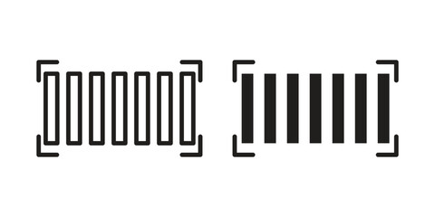 Barcode and QR Code Icons Isolated on White Background