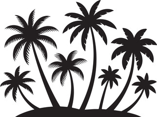 Fototapeta premium Exotic Palm Tree Vector Collection Summer Beach Silhouette Icons for Branding, Posters, and Logos 