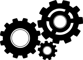 Black Industrial Gear Wheels Icon Design