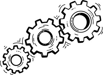 Connected Gear Wheels Technical Drawing