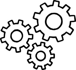 Minimal Gear Wheels Line Icon Design