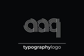 AAQ modern geometric typography logo. Modern and stylish composition featuring a monochromatic typography logo illustration designed with intricate lines.