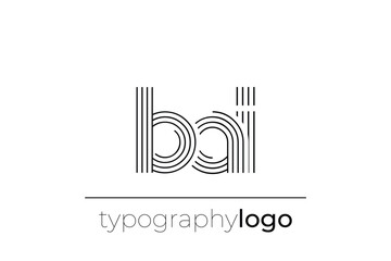 BAI modern geometric typography logo. Modern and stylish composition featuring a monochromatic typography logo illustration designed with intricate lines.