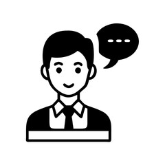 Vector art of man with a speech bubble icon representing communication and ideas