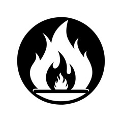 Vector art of fire flame icon in circle  icon