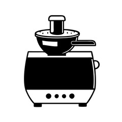 Vector art of food processor kitchen appliance for chopping and mixing ingredients