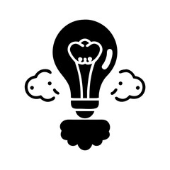 Vector art of lightbulb with smoke or steam coming out, representing a creative idea or breakthrough icon