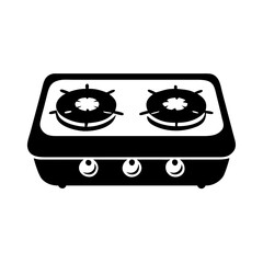 Vector art of black silhouette of a twoburner gas stove  icon