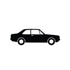 Classic Sedan Car Silhouette in Side View with Minimal Design