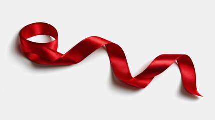 Elegant Red Christmas Ribbon on White Background