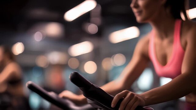 Focused exercise icons for yoga spinning and HIIT in the foreground with softly blurred personality trait bubbles in the background illustrating exercise preference by temperament.
