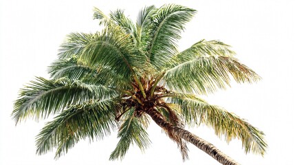 Isolated Coconut Palm Tree on White Background for Creative Projects