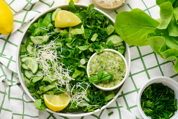 Fresh Green Goddess Salad with Cheese Lemon  Dressing