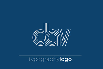 DAV modern geometric typography logo. Modern and stylish composition featuring a monochromatic typography logo illustration designed with intricate lines.