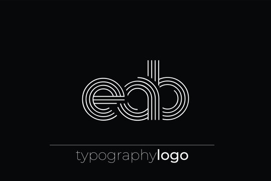 EAB modern geometric typography logo. Modern and stylish composition featuring a monochromatic typography logo illustration designed with intricate lines.