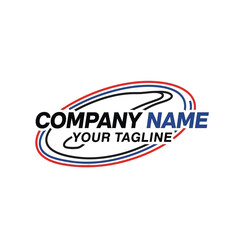 A stylized logo design featuring concentric oval shapes with text elements for a company's branding.