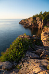 Summer sunset over Lake Superior's shores in Minnesota North Shore