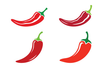 spicy chili pepper vector icons set