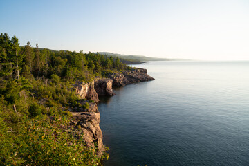 Summer sunset over Lake Superior's shores in Minnesota North Shore