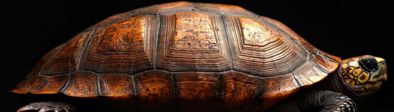 close up view of turtle shell showcasing intricate patterns and textures in warm tones